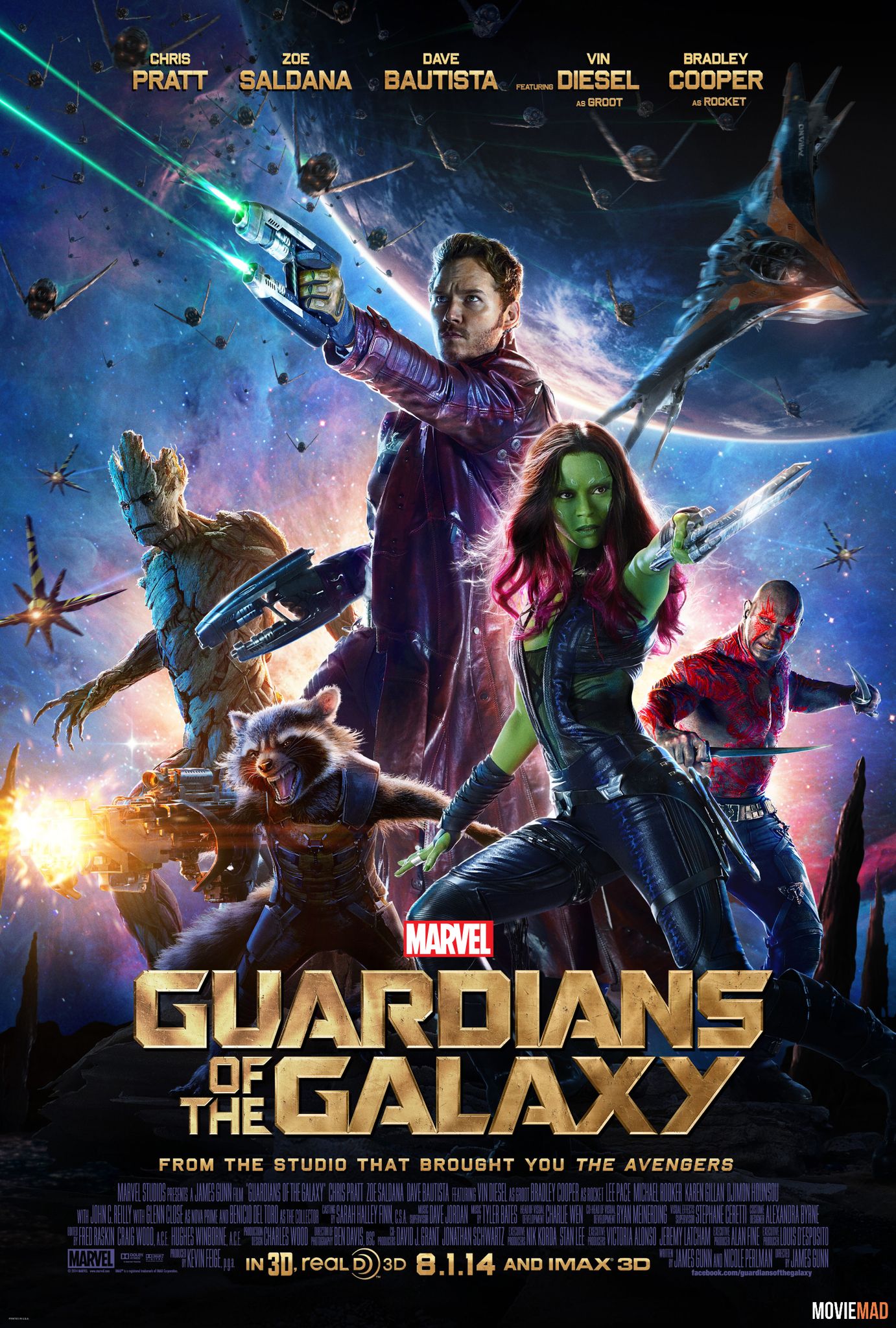 Guardians of the Galaxy 2014 BluRay Hindi Dubbed ORG x264 ESubs 720p 480p